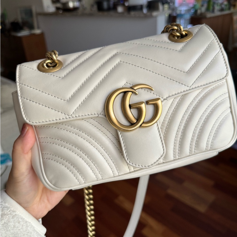 Authentic Gucci Marmont mini bag in white